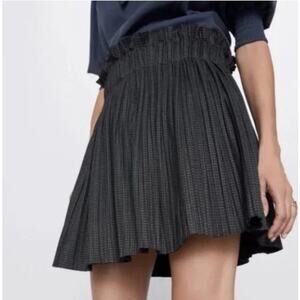 Zara S Skort Skirt Gray Pleated Mini Houndstooth Gothic Grunge Anime Academia